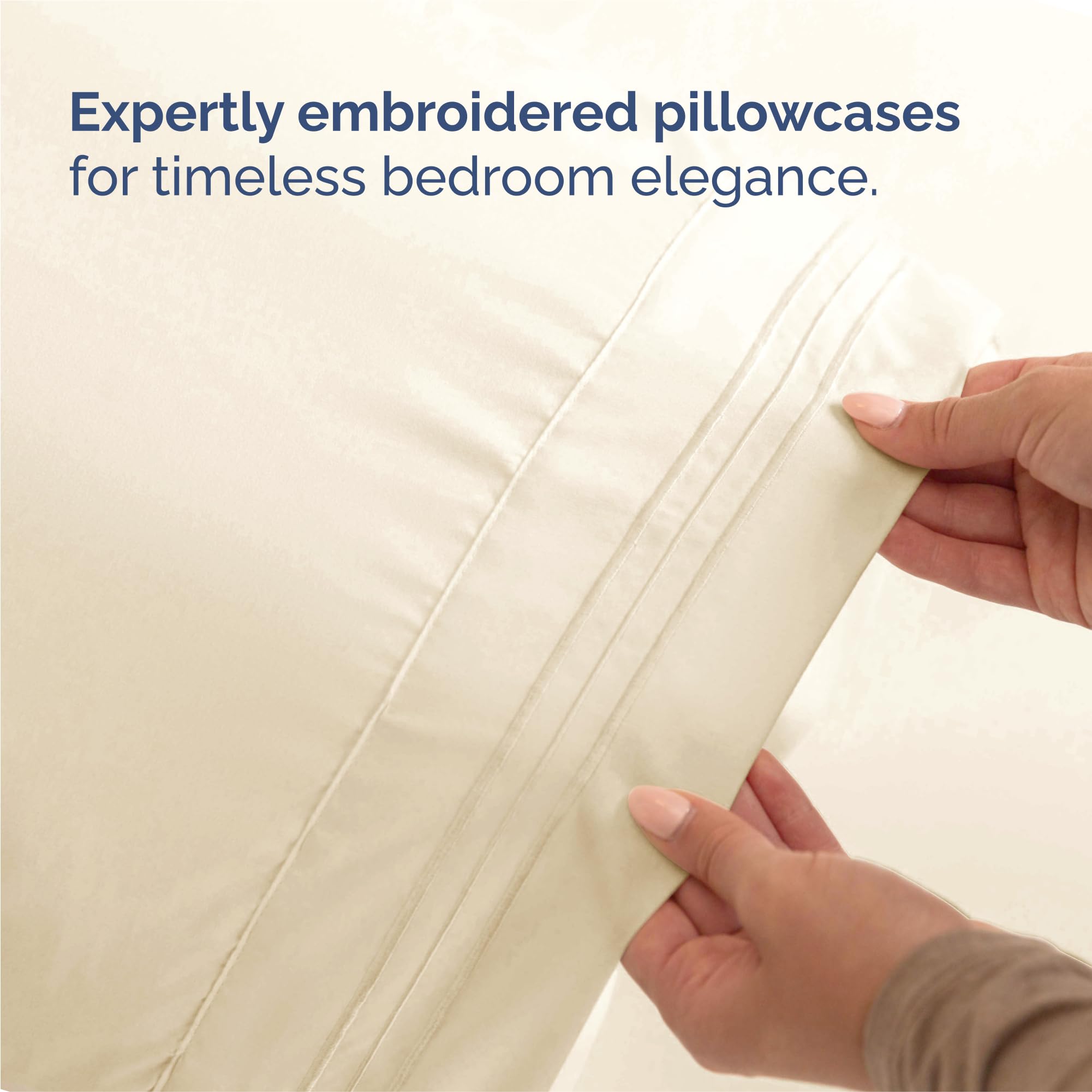 Split King Size 5 Piece Sheet Set - Comfy Breathable & Cooling Bed Sheets Set - Hotel Luxury Bedding for Women, Men, Kids, Teens, Boys & Girls - Deep Pockets, Soft, Wrinkle Free - Oeko-Tex - Off White - Image 6