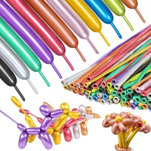 ZBYDNG Metallic Multi Long Balloons Premium 260 Twisting Animals Magic Balloons for Birthday Kids Wedding Party Supply 100pcs