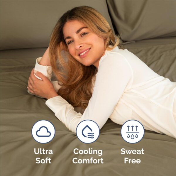 King Size 4 Piece Sheet Set - Comfy Breathable & Cooling Bed Sheets Set - Hotel Luxury Bedding for Women, Men, Kids, Teens, Boys & Girls - Deep Pockets, Ultra-Soft and Wrinkle Free - Oeko-Tex - Khaki - Image 4