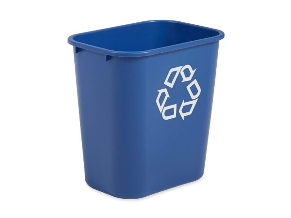 Rubbermaid Commercial Products Deskside Recycling Can, 7-Gallon/28-Quart, Blue Recycling Symbol, Plastic, for Bedroom/Bathroom/Office/Under Desk/Sink - Image 3