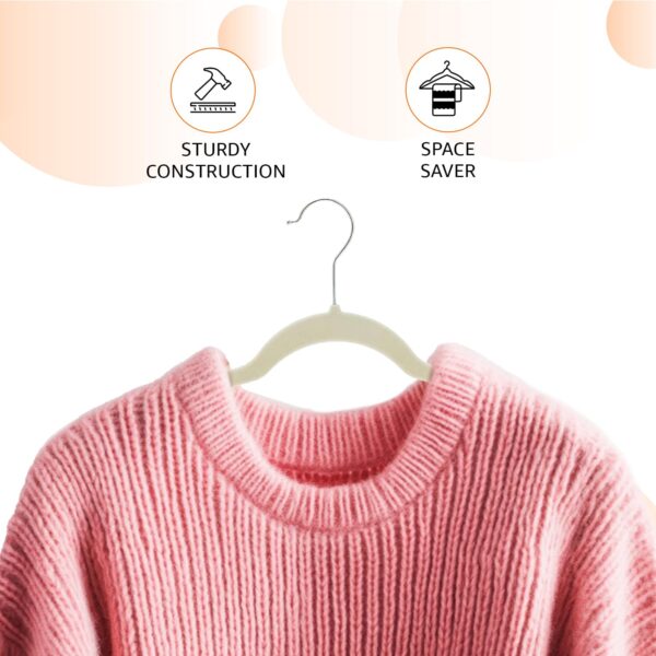 Amazon Basics Slim, Velvet, Non-Slip Suit Clothes Hangers, Ivory/Beige- Pack of 30 - Image 3
