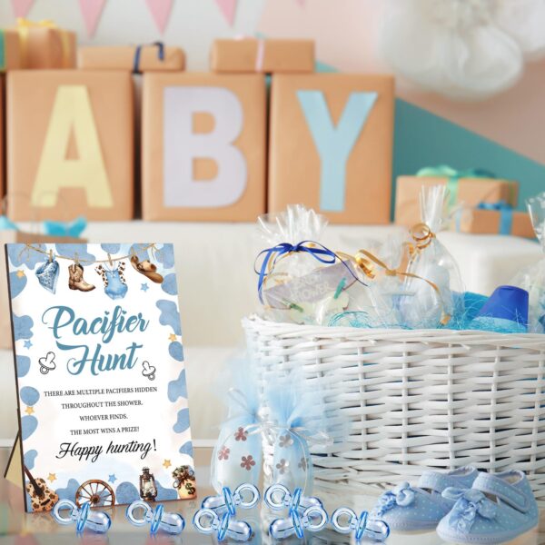Thyle 51 Pcs Pacifier Hunt Baby Shower Games Include Hunt Sign and 50 Acrylic Pacifiers for Baby Shower Game Decoration Gift Sets Gender Reveal Party Decor(Cowboy) - Image 6