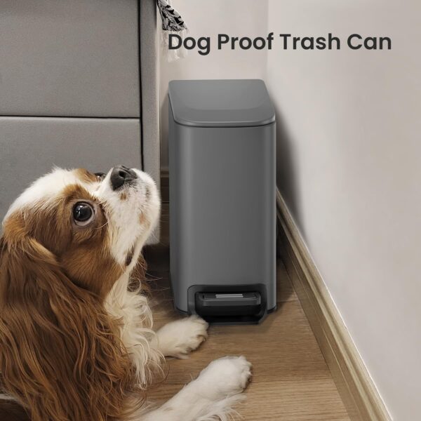 Cesun Small Bathroom Trash Can with Lid Soft Close, Step Pedal, 6 Liter / 1.6 Gallon Stainless Steel Garbage Can with Removable Inner Bucket, Anti-Fingerprint Finish (Gray) - Image 7