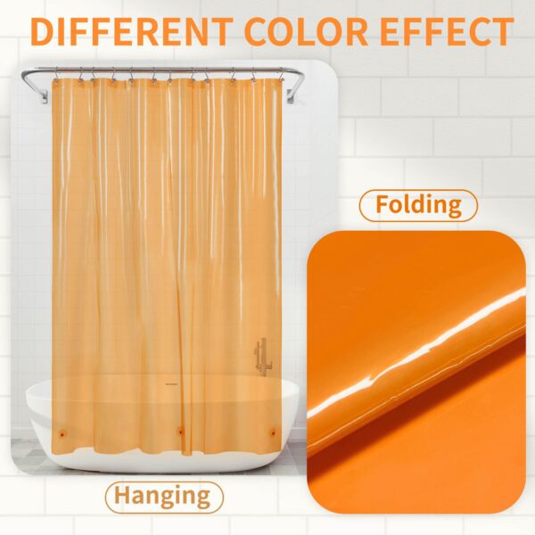 Barossa Design Extra Long Shower Curtain Liner with 3 Magnets - 72" x 84" XL, Waterproof PEVA Lightweight Shower Liner for Bathroom, PVC Free, Metal Grommets - Clear Orange, 72x84 - Image 2