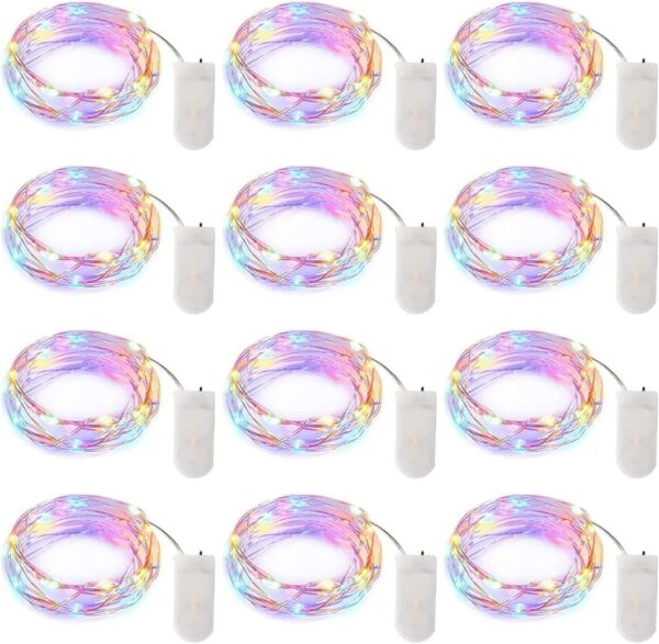 Brightown 12 Pack Easter Day Pastel LED Fairy Lights Battery Operated - Waterproof Silver Wire 7 ft 20 LED Firefly Lights for Easter Day Decor DIY Craft Party Bedroom