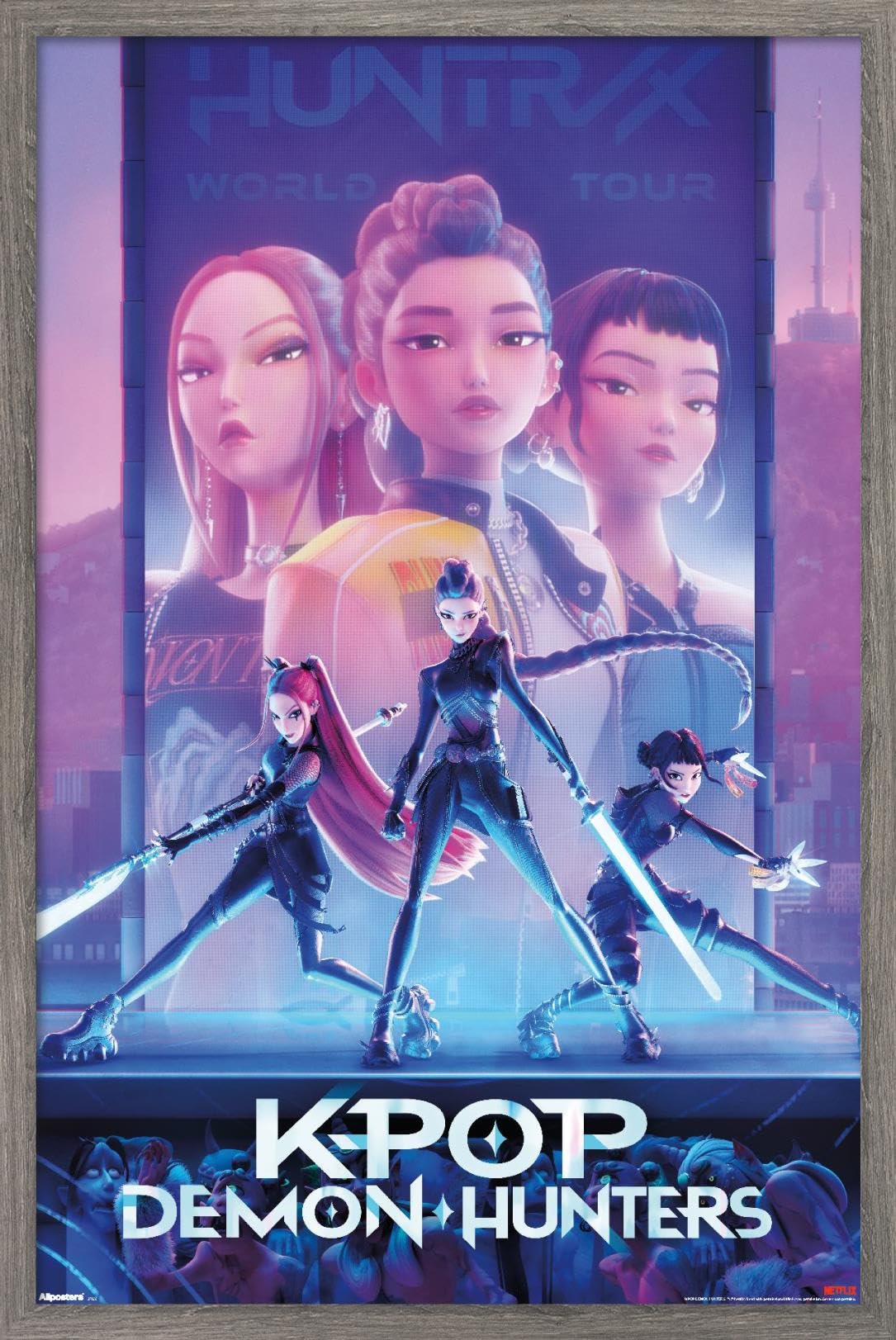 Trends International Netflix KPop Demon Hunters (2025) - One Sheet Wall Poster, 22.4L x 14.7W, Barnwood Framed Version