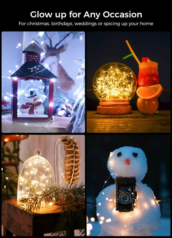 Brightown 24 Pack Fairy Lights Battery Operated String Lights 7 Feet 20 LED Waterproof Christmas Light Silver Wire Firefly Starry Moon Light for Bedroom DIY Party Wedding Patio Christmas - Image 3