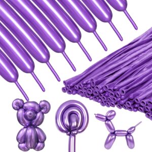 ZBYDNG Metallic Pruple 260 Balloons Premium Long Twisting Animals Magic Balloons for Birthday Kids Wedding Party Supply 100pcs