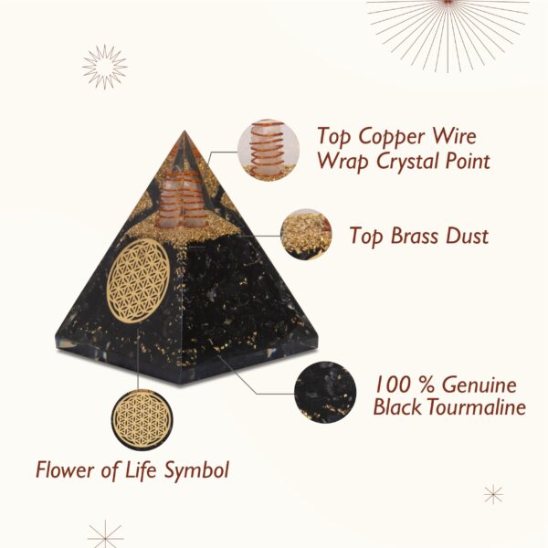 Agate Mart Energy Generator Black Tourmaline Orgonite Pyramids with Black Tourmaline Pendant - Healing- meditation orgonite pyramids E-Energy Protection and Protective Set - Image 6