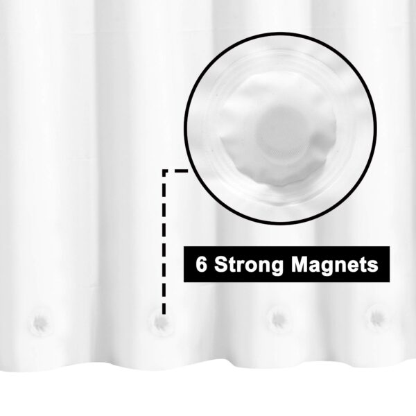 Barossa Design White Shower Curtain Liner with 6 Magnets - Waterproof PEVA Shower Liner for Bath Tub, 72" x 72" Standard Size, PVC Free & Metal Grommets - White, 72x72 - Image 2