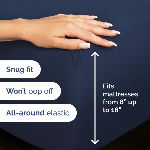 Twin Size 3 Piece Sheet Set - Comfy Breathable & Cooling Bed Sheets Set - Hotel Luxury Bedding for Women, Men, Kids, Teens, Boys & Girls - Deep Pockets, Ultra-Soft, Wrinkle Free - Oeko-Tex - Navy Blue - Image 3