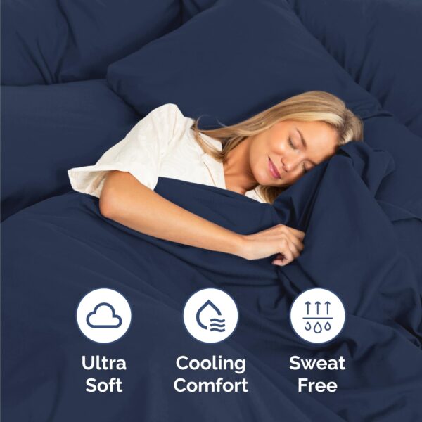 Twin Size 3 Piece Sheet Set - Comfy Breathable & Cooling Bed Sheets Set - Hotel Luxury Bedding for Women, Men, Kids, Teens, Boys & Girls - Deep Pockets, Ultra-Soft, Wrinkle Free - Oeko-Tex - Navy Blue - Image 4