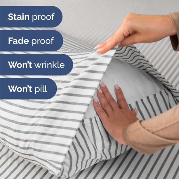 Twin XL Size 3 Piece Sheet Set - Comfy Breathable & Cooling Bed Sheets Set - Hotel Luxury Bedding for Women, Men, Kids, Teens, Boys & Girls - Deep Pockets and Wrinkle Free - Oeko-Tex - Grey Stripes 2 - Image 5