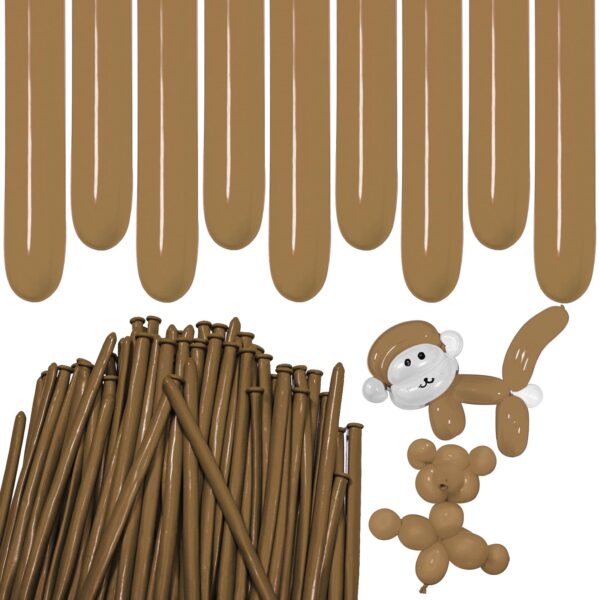 ZBYDNG Coffee Brown Long Balloons Premium 260 Twisting Animals Magic Balloons for Birthday Kids Wedding Party Supply 100pcs