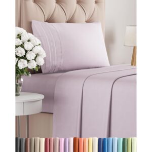 Twin Size 3 Piece Sheet Set - Comfy Breathable & Cooling Bed Sheets Set - Hotel Luxury Bedding for Women, Men, Kids, Teens, Boys & Girls - Deep Pockets, Soft, Wrinkle Free - Oeko-Tex - Light Lavender