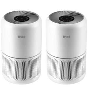 LEVOIT Air Purifier for Home Allergies Pets in Bedroom, Covers Up to 1073 ft² by 56W High Torque Motor, AHAM VERIFIDE, 3-in-1 Filter, HEPA Sleep Mode, Remove Dust Smoke Odor, Core300-P, White, 2 Pack