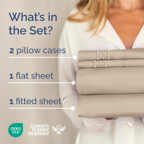 King Size 4 Piece Sheet Set - Comfy Breathable & Cooling Bed Sheets Set - Hotel Luxury Bedding for Women, Men, Kids & Teens - Deep Pockets, Easy Secure Fit, Soft and Wrinkle Free - Oeko-Tex - Cream - Image 2