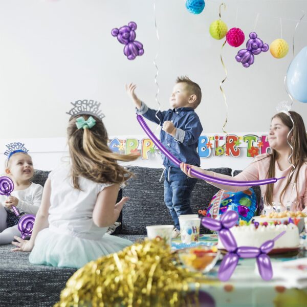 ZBYDNG Metallic Pruple 260 Balloons Premium Long Twisting Animals Magic Balloons for Birthday Kids Wedding Party Supply 100pcs - Image 6