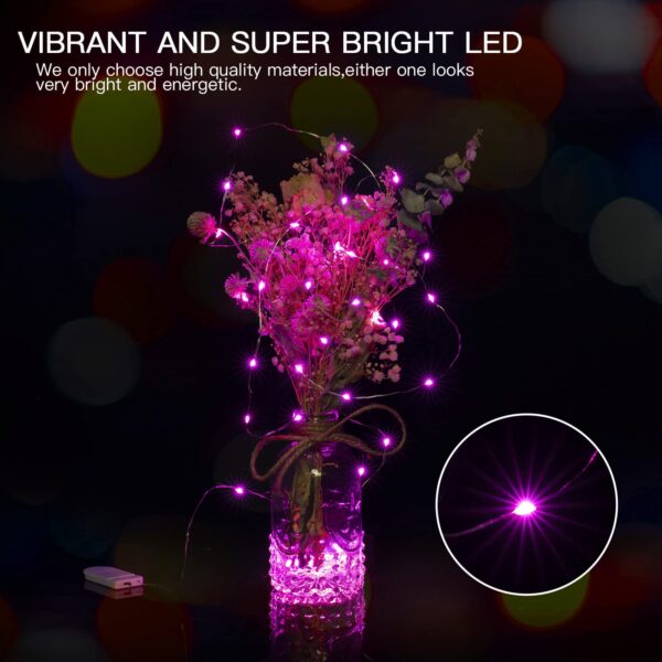 Brightown Valentine's Day 12 Pack Pink Led Fairy Lights Battery Operated String Lights Waterproof Silver Wire 7 Feet 20 Led Firefly Starry Moon Lights for DIY Wedding Party Bedroom - Image 2