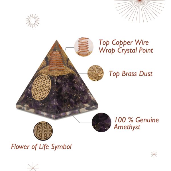 Agate Mart Amethyst Orgonite Pyramid Crystals Pyramid for Positive Energy And Meditation Yoga Positive Energy Crystal That Promotes Wealth, Prosperity and attracts Success - Image 3
