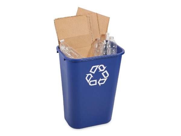 Rubbermaid Commercial Products Deskside Recycling Can, 10.25-Gallon/41-Quart, Blue Recycling Symbol, Plastic, for Bedroom/Bathroom/Office/Under Desk/Sink - Image 5
