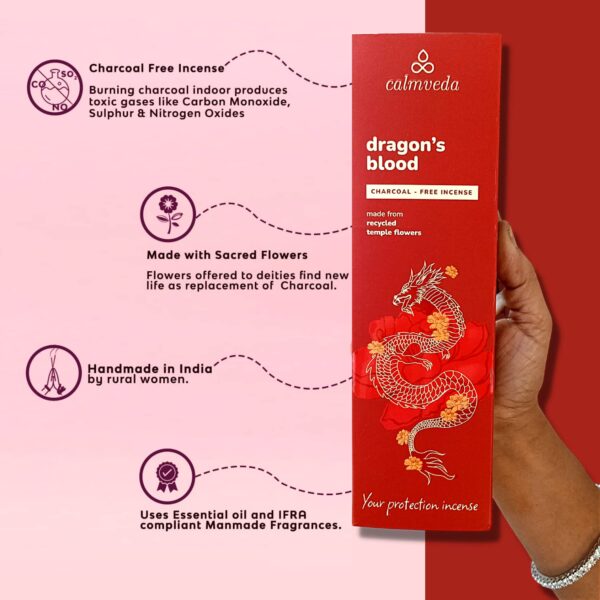 Peru Dragons Blood Incense Sticks - (80 Scented Sticks) Charcoal Free, Made from Upcycled Flowers | Sweet, Spicy & Ambery Notes | Protection Incense Sticks for Bad Energy Cleansing (Sangre de Grado) - Image 3