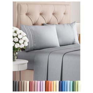 Full Size 4 Piece Sheet Set - Comfy Breathable & Cooling Bed Sheets Set - Hotel Luxury Bedding for Women, Men, Kids, Teens, Boys & Girls - Deep Pockets, Soft and Wrinkle Free - Oeko-Tex - Steel Blue