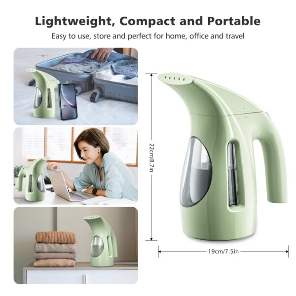 HiLIFE Steamer for Clothes, Portable Handheld Design, 240ml Big Capacity, 700W, Strong Penetrating Steam, Removes Wrinkle, for Home, Office and Travel(ONLY FOR 120V)(Green) - Image 5