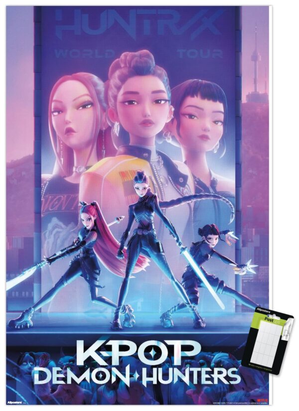 Trends International Netflix KPop Demon Hunters (2025) - One Sheet Wall Poster, 22.4L x 14.7W, Premium Poster & Mount Bundle
