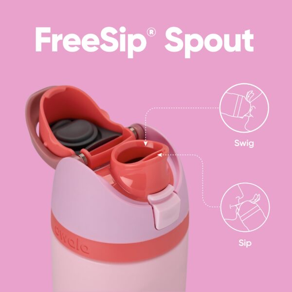 Owala FreeSip Insulated Stainless Steel Water Bottle with Straw for Sports and Travel, BPA-Free Sports Water Bottle, 24 oz, Pink, Angel Food Cake - Image 2