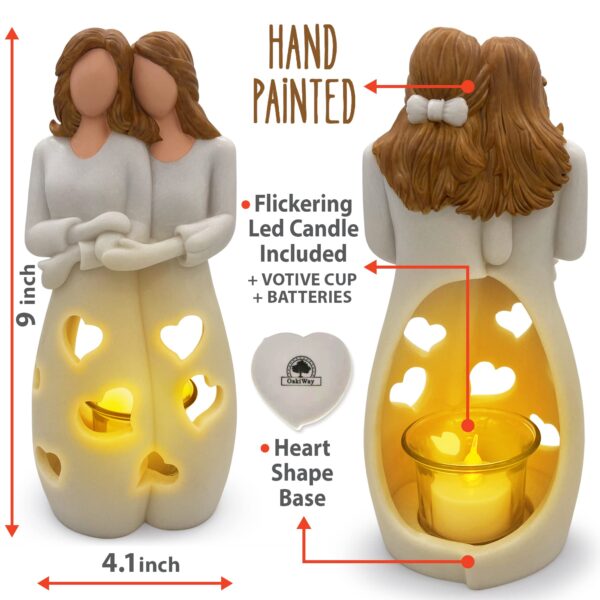 Gifts for Mom or Sister, Best Friend Birthday Gifts for Women - Candle Holder with Flickering LED Candle - Female Mothers Day Friendship Bday, Bestie, BFF Christmas Unique Present for Woman - Image 3