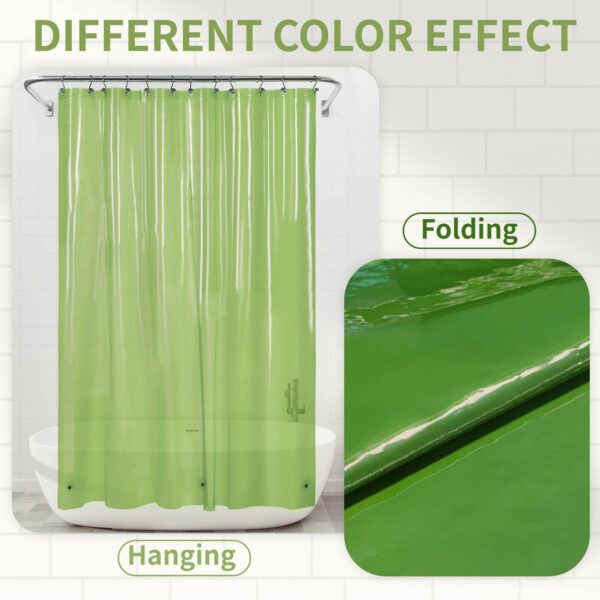 Barossa Design Clear Green Shower Curtain Liner - Premium PEVA Shower Liner with 3 Magnets and Metal Grommets, Waterproof Lightweight Standard Size Bath Curtains for Bathroom - Translucent Green - Image 2