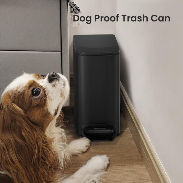 Cesun Small Bathroom Trash Can with Lid Soft Close, Step Pedal, 6 Liter / 1.6 Gallon Stainless Steel Garbage Can with Removable Inner Bucket, Anti-Fingerprint Finish (Matt Black) - Image 7