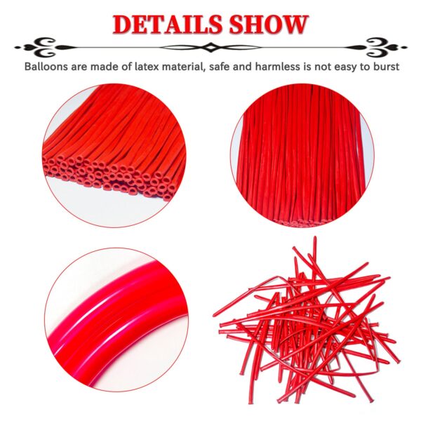 ZBYDNG Red Long Balloons Premium 260 Twisting Balloons Animals Magic for Birthday Kids Wedding Party Supply 100pcs - Image 2