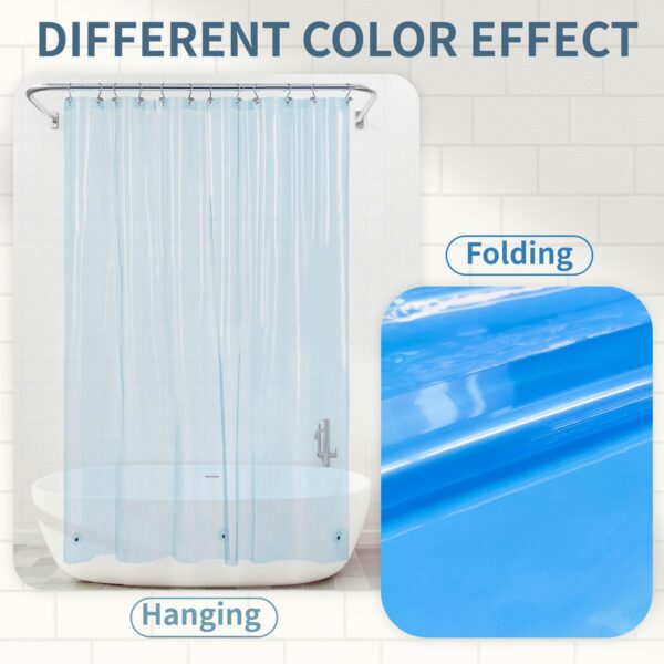 Barossa Design Clear Blue Shower Curtain Liner - PEVA Heavy Duty Shower Liner with 6 Magnets and Metal Grommets, 72" x 72" Waterproof Bathroom Curtains - Clear Blue - Image 2