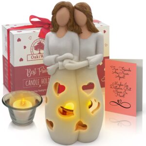Gifts for Mom or Sister, Best Friend Birthday Gifts for Women - Candle Holder with Flickering LED Candle - Female Mothers Day Friendship Bday, Bestie, BFF Christmas Unique Present for Woman