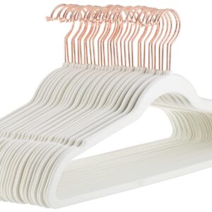 Amazon Basics Slim, Velvet, Non-Slip Suit Clothes Hangers, Ivory/Rose Gold - Pack of 30