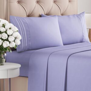 Full Size 4 Piece Sheet Set - Comfy Breathable & Cooling Bed Sheets Set - Hotel Luxury Bedding for Women, Men, Kids, Teens, Boys & Girls - Deep Pockets, Ultra-Soft, Wrinkle Free - Oeko-Tex - Lavender
