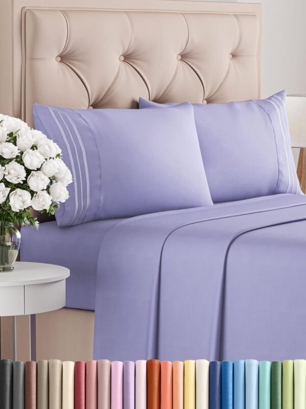 Full Size 4 Piece Sheet Set - Comfy Breathable & Cooling Bed Sheets Set - Hotel Luxury Bedding for Women, Men, Kids, Teens, Boys & Girls - Deep Pockets, Ultra-Soft, Wrinkle Free - Oeko-Tex - Lavender