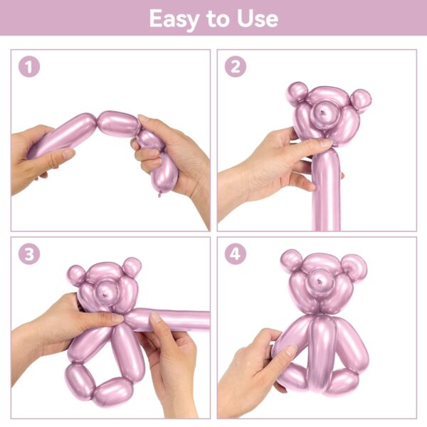 ZBYDNG Metallic Pink Long Balloons Premium 260 Twisting Animals Magic Balloons for Birthday Kids Wedding Party Supply 100pcs - Image 4