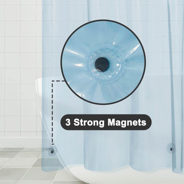 Barossa Design Clear Blue Long Shower Curtain Liner 78" Height - 3 Magnets & Waterproof Lightweight PEVA Shower Liner for Bath Tub, PVC Free, Metal Grommets, Clear Blue, 72x78 - Image 3