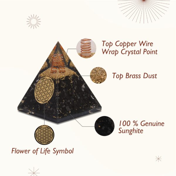 Agate Mart Sunghite Orgonite Pyramids - Healing Crystals for Success - Elevate Meditation with Orgonite Energy, Includes Sunghite Pendant - Image 3