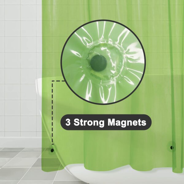 Barossa Design Clear Green Shower Curtain Liner - Premium PEVA Shower Liner with 3 Magnets and Metal Grommets, Waterproof Lightweight Standard Size Bath Curtains for Bathroom - Translucent Green - Image 3