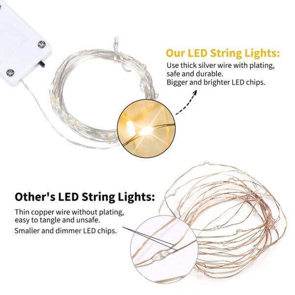 Brightown 12 Pack Multi Color Led Fairy Lights Battery Operated String Lights Waterproof Silver Wire 7 Feet 20 Led Firefly Starry Moon Lights for DIY Wedding Party Bedroom Patio Christmas - Image 6