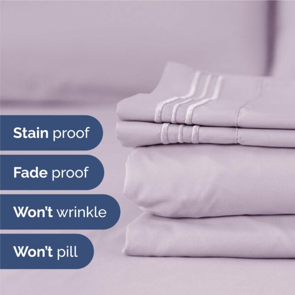 Twin XL Size 3 Piece Sheet Set - Comfy Breathable & Cooling Bed Sheets Set - Hotel Luxury Bedding for Women, Men, Kids, Teens, Boys & Girls - Deep Pockets and Wrinkle Free - Oeko-Tex - Light Lavender - Image 5