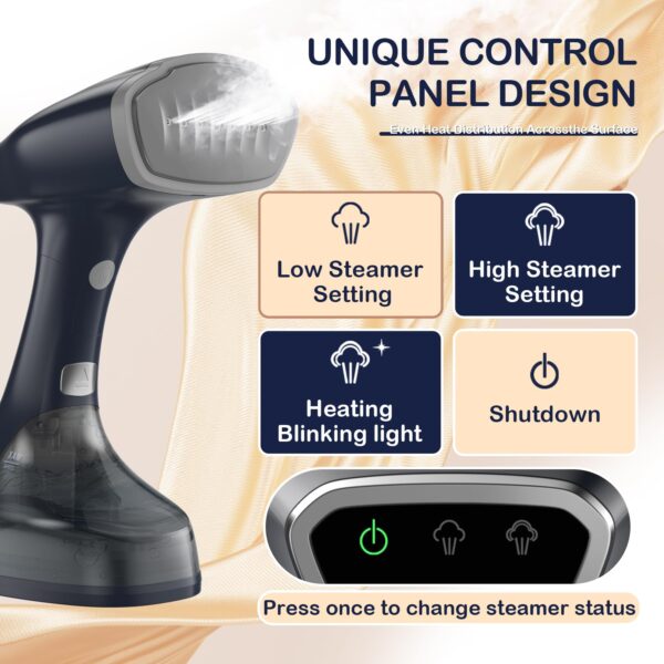 BEAUTURAL Handheld Garment Steamer for Clothes, Handheld steamer with Foldable Design, Easy to Remove Wrinkles, 1500W, 25-Second Fast Heat up, 2 Steam Level Setting with Continuous Steaming - Image 3