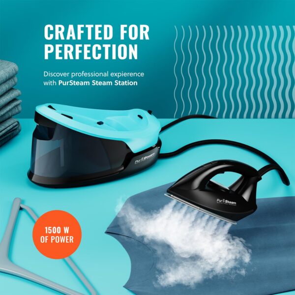 Pursteam Steam Station Max Ceramic Soleplate Steam Iron for Clothes 1500W, 50.7oz Removable Water Tank, Fast Heat Up Self-Clean, Auto Shut-Off, Professional Iron Steamer for Ironing - Image 2