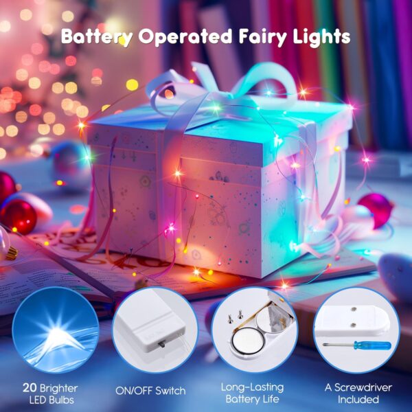Brightown 12 Pack Easter Day Pastel LED Fairy Lights Battery Operated - Waterproof Silver Wire 7 ft 20 LED Firefly Lights for Easter Day Decor DIY Craft Party Bedroom - Image 2