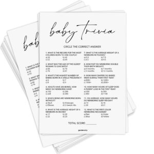 GardenCity Baby Trivia Baby Shower Game (50 Cards), Trivia Game Activity for Boy or Girl (Minimalist)