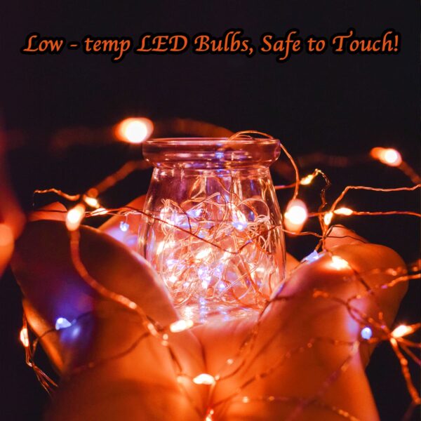 Brightown 24 Pack LED Fairy Lights Battery Operated String Lights Waterproof Silver Wire 7 Feet 20 LED Firefly Starry Moon Lights for DIY Wedding Party Bedroom Patio Christmas (Orange, 24 Pack) - Image 3